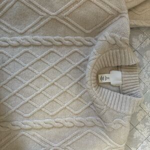 H&M Cream Cowl Neck Sweater with Intricate Cable Knit Design